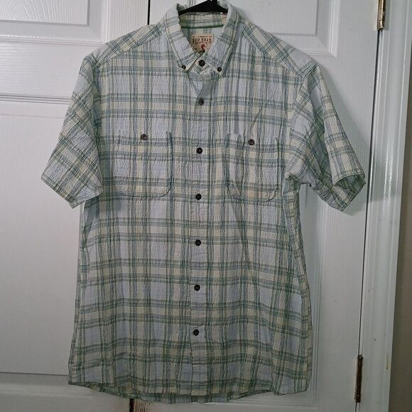 Red Head Brand Co baby blue green textured button down shirt  Sz M - Picture 1 of 8